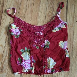 Abercrombie & Fitch Red Floral Crop Top
